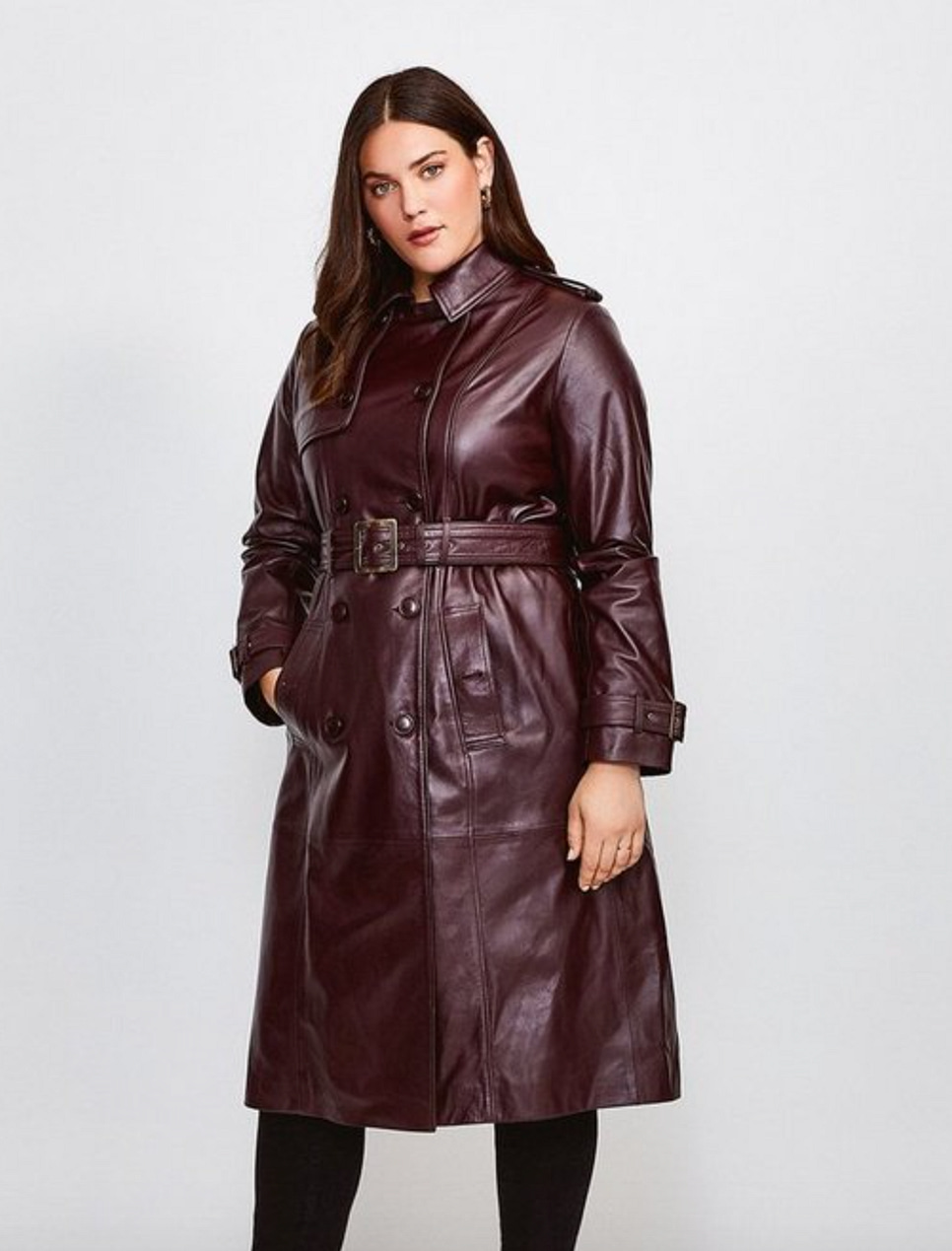 Karen millen longline leather trench coat store