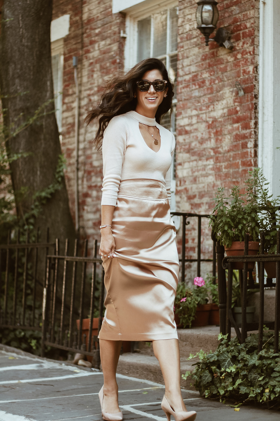 White satin skirt quote sale